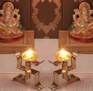 New Arrival Handmade Swastik Shape Small Diya Oil Lamp For Home Pooja Articles Decor Handmade Diyas For Wedding Return Gift