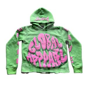 Sudadera con capucha de algodón pesado personalizada para hombre con estampado de hojaldre sin dobladillo, ropa de calle de invierno, Sudadera con capucha forrada de satén, estilo Hip Hop sólido - Product Image 1