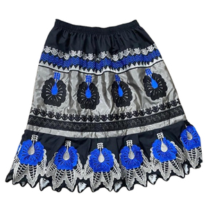 Jupes longues décontractées en coton de haute qualité pour femmes, style robe de bal, avec imprimé hawaïen, appliques brodées, taille naturelle, OEM - Product Image 2