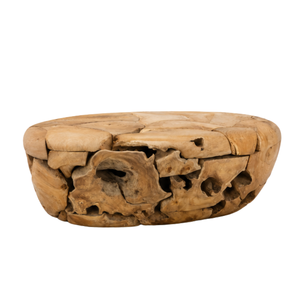 Mesa de Centro ARTERRA Premium Hecha a Mano con Mosaico de Raíz de Teca Orgánica Ecológica, Forma Ovalada, Mueble de Lujo para Vestíbulo de Resort - Product Image 1