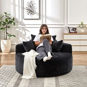 55 L Fluffy Modern Sleeper Chair Chenille <b>Sponge</b> Single <b>Sofa</b> <b>for</b> Living Room Bedroom No Assembly Required <b>for</b> Lounge Project - Product Image 4
