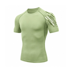เสื้อยืดออกกำลังกายผู้ชายขายส่ง เสื้อกีฬาแบบสวมกระชับ ระบายอากาศ แห้งเร็ว ยืดหยุ่น เหมาะสำหรับการฝึกซ้อม  รับผลิตตามแบบ OEM - Product Image 1