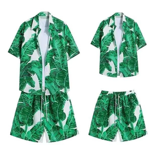 Conjuntos de Camisa Hawaiana y Pantalones Cortos de Verano, Ropa de Playa para Hombre, Conjunto de 2 Piezas para Vacaciones, Camisas con Botones, Camisetas - Product Image 1