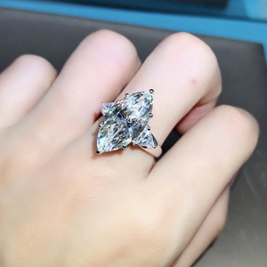 Marquise <b>Diamond</b> Engagement <b>Ring</b> Prong 4 Carat Lab-Grown Wedding 14k Eternity Vermeil Party Anniversary Gift - Product Image 6