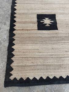 Alfombra de Yute Tejida a Mano, Estilo Tribal Moderno, Color Beige Natural y Negro, Geométrica, Ecológica, para el Hogar, Pasillo, Estilo Boho, Rústico - Product Image 5