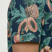 Heren Hawaiiaans overhemd met aanpasbare tropische fruitprint, 100% katoen, ademend, milieuvriendelijk, sneldrogend, lichtgewicht, zomer, strand