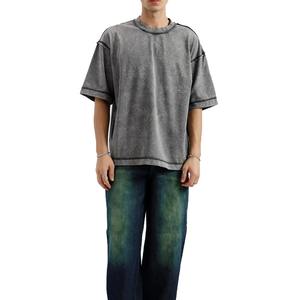 T-shirt Boxy Premium Streetwear Délavé à l'Acide, Coton Oversize, Mode Urbaine Décontractée, Vente en Gros - Product Image 4