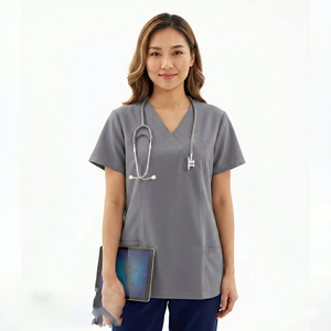 เสื้อสครับแขนสั้นมีกระเป๋าสำหรับพยาบาล เสื้อสครับทางการแพทย์ขายส่ง เสื้อสครับสำหรับโรงพยาบาล - Product Image 6