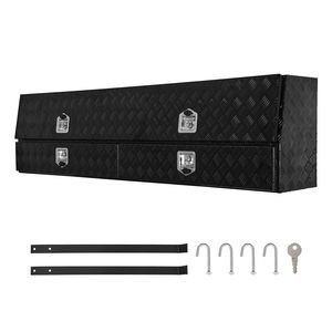 Cassetta Portautensili per Camion da Lavoro con Porta Ribaltabile in Alluminio Nero 81,5 X 21 X 13 Pollici e Due Cassetti Inferiori per Stoccaggio - Product Image 1