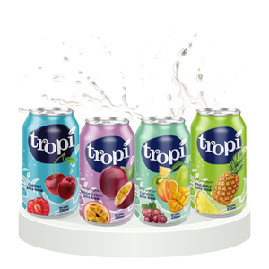 Jus de fruits tropicaux Tropi 330 ml en canette aluminium, cocktail cerise, fruit de la passion, ananas, fournisseur OEM, marque privée - Product Image 1