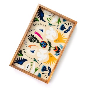Bandeja de Servir de Madera de Mango con Estampado Vibrante de Arte Folclórico Abstracto, Plato Decorativo Rectangular Artesanal al por Mayor para Pedidos al por Mayor - Product Image 6