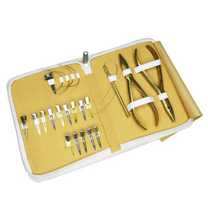 Professional 18pcs Gold Hair Extension Tool Kit - Dual <b>Pliers</b> <b>Set</b> with Pulling Needle Loop Threader and Duckbill Clips - Luxury - Product Image 3