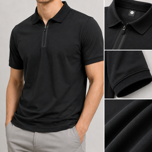 Custom Cross Border Polo <b>Shirt</b> for Men Summer Breathable Zipper Polo Collar Sports Short Sleeve T <b>Shirt</b> Trendy Young <b>Half</b> Sleeve - Product Image 5