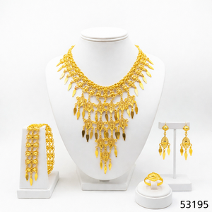 Juego de Joyería de Moda de Cobre Clásico de Dubái con Oro de 24K para Aniversario de Bodas, Incluye Collar, Pendientes y Peinetas con Diamantes Vintage - Product Image 2