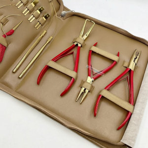 Professional Stainless Steel Red Gold Hair <b>Extension</b> Tools Kit Micro Links Removal Pliers Clips <b>Beads</b> Thread & Alligator clip - Product Image 4