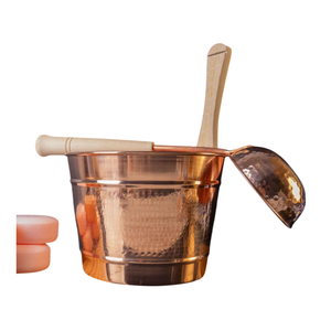 Seau de sauna en cuivre pur martelé à la main de 4 L avec poignée en bois résistante à la chaleur pour spa de luxe et vapeur sèche traditionnelle - Product Image 3