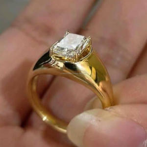 Anillo de compromiso de moissanita de corte radiante de 3.31 quilates con engaste Gypsy Dome, chapado en rodio, plata 925, solitario de 4 garras, para aniversario de bodas - Product Image 6