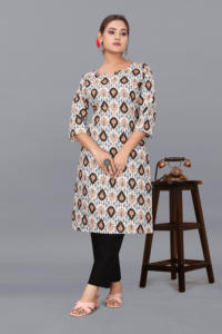 Conjunto de Dos Piezas para Mujer con Estampado Mágico, Tela Ecológica, Cuello Redondo, Color Blanco, Tallas Grandes de la S a la 3XL, Kiran Nexus - Product Image 2