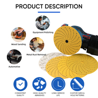 Disk Amplas Kuning 225mm 7 Inch Hook and Loop, Disk Amplas Emas Aluminium Oksida, Digunakan Kering, Abrasif, untuk Otomotif
