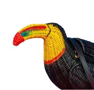 Handmade Rattan Toucan Shape <b>Storage</b> <b>Bag</b> With Colorful Beak Animal Pattern Woven Basket Portable Design - Product Image 5
