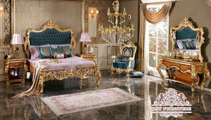 Juego de muebles de madera de teca maciza para dormitorio, juego de cama y dormitorio de oro antiguo, muebles de dormitorio reales de madera de teca - Product Image 2