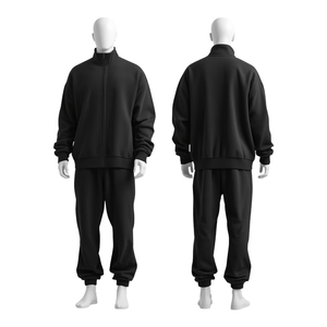 Men Oversized Drop Shoulder Lightweight Polyester/Cotton Drawstring Closure Premium Streetwear Tracksuit Set - Product Image 3