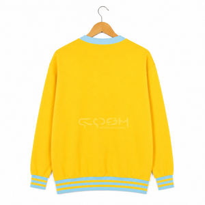 เสื้อคาร์ดิแกนถักสีเหลืองของ Cosh International Sisterhood Sorority แขนยาว คอวี ติดกระดุมด้านหน้า สไตล์ลำลอง สีตัดกัน ทรงปกติ - Product Image 3