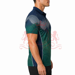Everyday Comfort Green Gradient Polo Shirt Soft Lightweight Fabric <b>Classic</b> Fit Short Sleeve Stylish Daily Clothing - Product Image 3