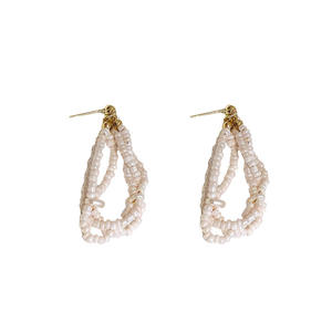 925 <b>Silver</b> Needle Wrapped Rice Bead <b>Earrings</b> Necklace Bracelet Set French Retro Light Luxury Collarbone <b>Chain</b> Pearl Necklaces - Product Image 5