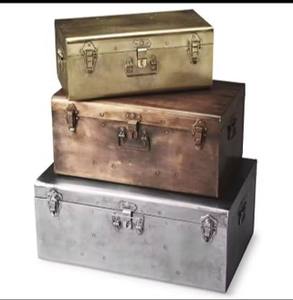 Nouvelle conception de coffre de rangement en métal finition argentée de luxe, fabriqué en acier galvanisé pour la maison et l'hôtellerie - Product Image 5