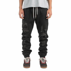 Wholesale Jogger Distress Sweatpants Men Winter Streetwear Windproof Distressed Fleece <b>Trouser</b> Pajama - Product Image 4