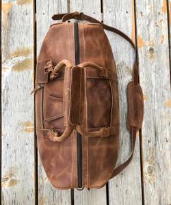 Sac de voyage unisexe en cuir véritable, style vintage, sac de week-end, grande capacité, bagage à main, poche pour chaussures, portable - Product Image 5