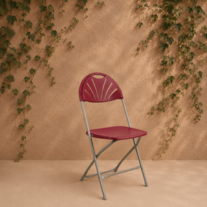 Chaise pliante en plastique couleur rouge vin, moderne, légère, portable, pour l'extérieur, pour le jardin, le parc et la cuisine - Product Image 1