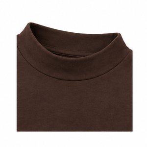 T-shirt personnalisé pour femme, coupe slim classique, col montant, manches courtes, en jersey de coton extensible doux, couleur marron expresso WMNTS-0011 - Product Image 6