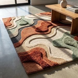 Modern Abstract Embossed Hand <b>Tufted</b> Wool <b>Rug</b> - Product Image 3