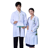 Mantel lab kualitas terbaik, seragam pabrik VN dokter apoteker lengan pendek medis dengan logo pria/wanita katun-fmf