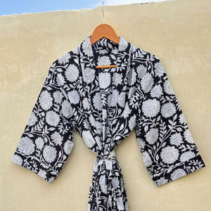 Kimono en coton imprimé indien multicolore toutes saisons, style vintage, robe d'été, kimono en coton imprimé long, vente en gros - Product Image 1
