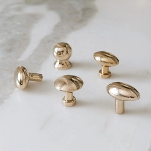 Unlacquered Brass Cabinet Pull Knob with Classic Rounded Shape for Kitchen <b>Cupboards</b> Drawers Dressers and Furniture - Product Image 3