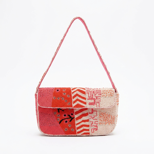Handmade Abstract Botanical Beaded <b>Shoulder</b> <b>Bag</b> <b>Women</b> Tropical Leaf Flap Evening Clutch Underarm Purse Handbag - Product Image 3