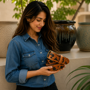 Popular Hand <b>Tooled</b> <b>Leather</b> Belts New Arrival <b>Leather</b> Buckle Belt Stylish Hot Sale Handmade Belts Brown Color - Product Image 6