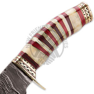 Nouveau couteau de chasse artisanal en acier Damas avec manche en bois et os de chameau, lame fixe extra-affûtée, couteau Bowie, couteau de survie pour l'extérieur - Product Image 3
