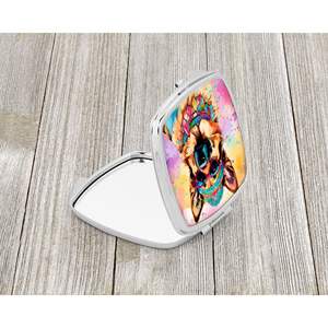 Women and Girls' Compact Travel Makeup <b>Mirror</b> German Shepherd Hippie Dawg Decorative Folding Handheld <b>Pocket</b> Gift for Women - Product Image 2