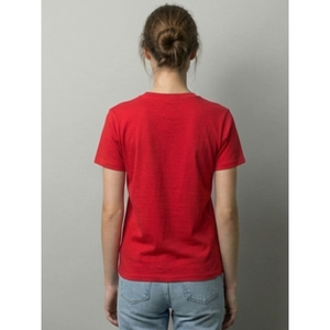 เสื้อยืดผ้าฝ้ายคอกลมสไตล์โบโฮสีแดงสำหรับผู้หญิง ผ้าเนื้อนุ่มระบายอากาศได้ดี ทรงหลวมใส่สบาย เหมาะสำหรับใส่ในชีวิตประจำวัน ใส่สบายในฤดูร้อน - Product Image 3