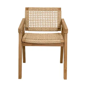 Silla de Comedor de Madera de Teca Sólida de Primera Calidad con Asiento Tejido a Mano, Diseño Ecológico y Ligero para Uso en Hoteles, Resorts y Villas - Product Image 5