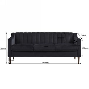 Modern Chesterfield Velvet <b>Sofa</b> with <b>Wooden</b> <b>Frame</b> and Legs Comfortable Upholstered for Living Room - Product Image 4