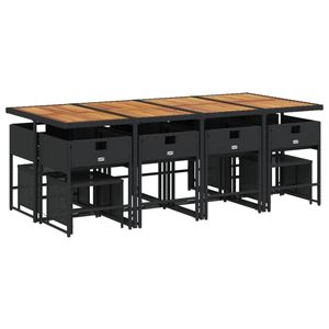 Conjunto de Comedor Plegable para Jardín de 12 Plazas en Ratán Sintético Negro - Product Image 4