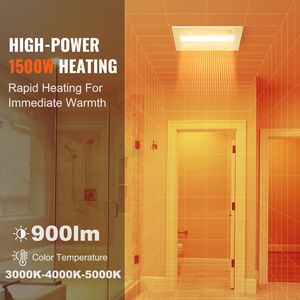 Ventilatore da Bagno ad Alta Efficienza 1500W con Ventilazione 110 CFM, Bassa Rumorosità 1.5sones, Risparmio Energetico, Riscaldamento 110V - Product Image 2