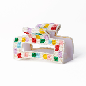 Pinza para el cabello bordada a mano con detalles de cuentas, tamaño personalizado, pinzas para el cabello bordadas con cuentas de colores para damas y niñas. - Product Image 5