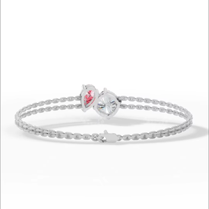 กำไลข้อมือเพชรทอย เอ็ม โอ ที่ได้รับการรับรองจาก IGI |   เครื่องประดับทองคำ 14K แบบสองเส้น ประดับด้วยพลอยรูปทรงลูกแพร์สีชมพูและพลอยทรงคุชชั่น |   วันครบรอบ - Product Image 4