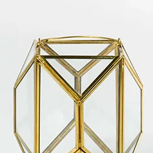 Decorative Black Iron Candle Holder Handmade for Modern Bedroom DecorationGeometric <b>Brass</b> <b>Lantern</b> Glass Candle Holder Home Decor - Product Image 5